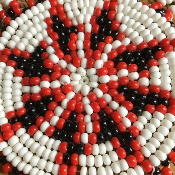 Vintage Native American Beaded Medallion Necklace Southwest Style Seed Leather - Picture 5 of 12